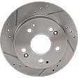 Rear, Driver or Passenger Side Brake Disc, Cross-drilled and Slotted, Solid, 5 Lug Wheels, 10.22 in. Disc Diameter, Pro-Line Series
