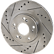 Front, Driver or Passenger Side Brake Disc, Natural Finish, Cross-drilled and Slotted, Vented, 5 Lugs, 299.97 mm, Pro-Line Series