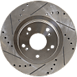 Front, Driver or Passenger Side Brake Disc, Natural Finish, Cross-drilled and Slotted, Vented, 5 Lugs, 299.97 mm, Pro-Line Series