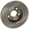 Front, Driver or Passenger Side Brake Disc, Plain Surface, Vented, 5 Lugs, For Models With 296mm Front Disc, Single Piston Front Calipers, Pro-Line Series