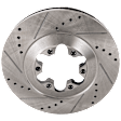 Front, Driver or Passenger Side Brake Disc, Cross-drilled and Slotted, Vented, 6 Lugs, Pro-Line Series