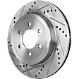 Front, Driver or Passenger Side Brake Disc, Cross-drilled and Slotted, Vented, 6 Lugs, Pro-Line Series