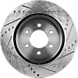 Front, Driver or Passenger Side Brake Disc, Cross-drilled and Slotted, Vented, 6 Lugs, Pro-Line Series
