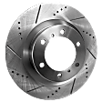 Front, Driver or Passenger Side Brake Disc, Cross-Drilled and Slotted, Solid, 5 Lugs, With 330mm Front Rotors, Pro-Line Series