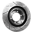 Front, Driver or Passenger Side Brake Disc, Cross-Drilled and Slotted, Solid, 5 Lugs, With 330mm Front Rotors, Pro-Line Series