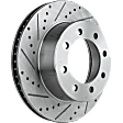 Front, Driver or Passenger Side Brake Disc, Cross-drilled and Slotted, Vented, 8 Lugs, Pro-Line Series