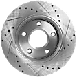Front, Driver or Passenger Side Brake Disc, Cross-drilled and Slotted, Vented, 5 Lugs, 302 mm