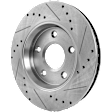 Front, Driver or Passenger Side Brake Disc, Cross-drilled and Slotted, Vented, 5 Lugs, 302 mm