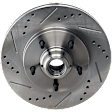 Front, Driver or Passenger Side Brake Disc, Cross-drilled and Slotted, Vented, 5 Lug Wheels, 12.13 in. Disc Diameter, RWD, 2-Wheel ABS, Pro-Line Series