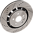 Front, Driver or Passenger Side Brake Disc, Cross-drilled and Slotted, Vented, 5 Lugs, Pro-Line Series