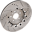 Front, Driver or Passenger Side Brake Disc, Cross-drilled and Slotted, Vented, 5 Lugs, Pro-Line Series
