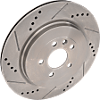 Rear, Driver or Passenger Side Brake Disc, Cross-drilled and Slotted, Vented, 5 Lugs, Pro-Line Series