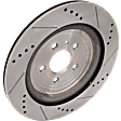Rear, Driver or Passenger Side Brake Disc, Cross-drilled and Slotted, Vented, 5 Lugs, Pro-Line Series