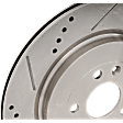 Rear, Driver or Passenger Side Brake Disc, Cross-drilled and Slotted, Vented, 5 Lugs, Pro-Line Series