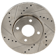 Front, Driver or Passenger Side Brake Disc, Natural Finish, Cross-drilled and Slotted, Vented, 4 Lugs, 281.94 mm, Pro-Line Series