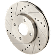Front, Driver or Passenger Side Brake Disc, Natural Finish, Cross-drilled and Slotted, Vented, 4 Lugs, 281.94 mm, Pro-Line Series