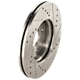 Front, Driver or Passenger Side Brake Disc, Natural Finish, Cross-drilled and Slotted, Vented, 4 Lugs, 281.94 mm, Pro-Line Series