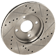 Front, Driver or Passenger Side Brake Disc, Natural Finish, Cross-drilled and Slotted, Vented, 4 Lugs, 281.94 mm, Pro-Line Series
