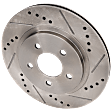 Rear, Driver or Passenger Side Brake Disc, Natural Finish, Cross-drilled and Slotted, Vented, 5 Lugs, 300 mm, Pro-Line Series