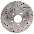 Rear, Driver or Passenger Side Brake Disc, Natural Finish, Cross-drilled and Slotted, Vented, 5 Lugs, 300 mm, Pro-Line Series