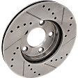 Front, Driver or Passenger Side Brake Disc, Natural Finish, Cross-drilled and Slotted, Vented, 5 Lugs, 276 mm, Pro-Line Series