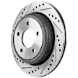 Rear, Driver or Passenger Side Brake Disc, Natural Finish, Cross-drilled and Slotted, Vented, 5 Lugs, 295 mm, Pro-Line Series