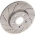 Front, Driver or Passenger Side Brake Disc, Cross-drilled and Slotted, Vented, 5 Lug Wheels, 11.54 in. OD Disc Diameter, Pro-Line Series