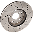 Front, Driver or Passenger Side Brake Disc, Cross-drilled and Slotted, Vented, 5 Lug Wheels, 11.54 in. OD Disc Diameter, Pro-Line Series