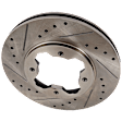 Front, Driver or Passenger Side Brake Disc, Natural Finish, Cross-drilled and Slotted, Vented, 4 Lugs, 259.59 mm, Pro-Line Series