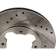 Front, Driver or Passenger Side Brake Disc, Natural Finish, Cross-drilled and Slotted, Vented, 4 Lugs, 259.59 mm, Pro-Line Series