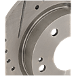 Rear, Driver or Passenger Side Brake Disc, Natural Finish, Cross-drilled and Slotted, Solid, 5 Lugs, 260 mm, Pro-Line Series