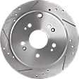 Rear, Driver or Passenger Side Brake Disc, Natural Finish, Cross-drilled and Slotted, Solid, 5 Lugs, 304.4 mm, Pro-Line Series