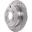 Rear, Driver or Passenger Side Brake Disc, Natural Finish, Cross-drilled and Slotted, Solid, 5 Lugs, 304.4 mm, Pro-Line Series