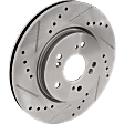 Front, Driver or Passenger Side Brake Disc, Natural Finish, Cross-drilled and Slotted, Vented, 5 Lugs, 296 mm, Pro-Line Series
