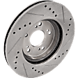 Front, Driver or Passenger Side Brake Disc, Natural Finish, Cross-drilled and Slotted, Vented, 5 Lugs, 296 mm, Pro-Line Series