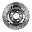 Rear, Driver or Passenger Side Brake Disc, Cross-drilled and Slotted, Solid, 5 Lugs, Pro-Line Series
