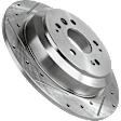 Rear, Driver or Passenger Side Brake Disc, Cross-drilled and Slotted, Solid, 5 Lugs, Pro-Line Series