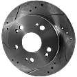 Rear, Driver or Passenger Side Brake Disc, Natural Finish, Cross-drilled and Slotted, Solid, 5 Lugs, 259.59 mm, Pro-Line Series