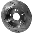 Rear, Driver or Passenger Side Brake Disc, Natural Finish, Cross-drilled and Slotted, Solid, 5 Lugs, 259.59 mm, Pro-Line Series
