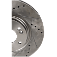 Front, Driver or Passenger Side Brake Disc, Cross-drilled and Slotted, Vented, 5 Lug Wheels, 12.01 in. Disc Diameter, 305mm Front Disc, Pro-Line Series