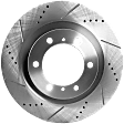 Front, Driver or Passenger Side Brake Disc, Natural Finish, Cross-drilled and Slotted, Vented, 6 Lugs, 338.07 mm, Pro-Line Series