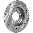 Rear, Driver or Passenger Side Brake Disc, Natural Finish, Cross-drilled and Slotted, Solid, 5 Lugs, 264.92 mm, 2.0L, 4Cyl, Pro-Line Series
