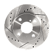 Front, Driver or Passenger Side Brake Disc, Cross-drilled and Slotted, Vented, 4 Lugs, Pro-Line Series