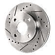 Front, Driver or Passenger Side Brake Disc, Cross-drilled and Slotted, Vented, 4 Lugs, Pro-Line Series