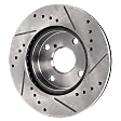 Front, Driver or Passenger Side Brake Disc, Cross-drilled and Slotted, Vented, 4 Lugs, Pro-Line Series