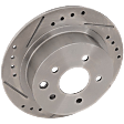 Rear, Driver or Passenger Side Brake Disc, Cross-Drilled and Slotted, Solid, 5 Lugs, Pro-Line Series