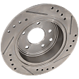 Rear, Driver or Passenger Side Brake Disc, Cross-Drilled and Slotted, Solid, 5 Lugs, Pro-Line Series
