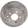 Rear, Driver or Passenger Side Brake Disc, Cross-Drilled and Slotted, Solid, 5 Lugs, Pro-Line Series