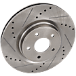 Front, Driver or Passenger Side Brake Disc, Natural Finish, Cross-drilled and Slotted, Vented, 5 Lugs, 320 mm, Pro-Line Series