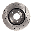 Front, Driver or Passenger Side Brake Disc, Cross-drilled and Slotted, Vented, 5 Lugs, 11.02 In. OD, Pro-Line Series